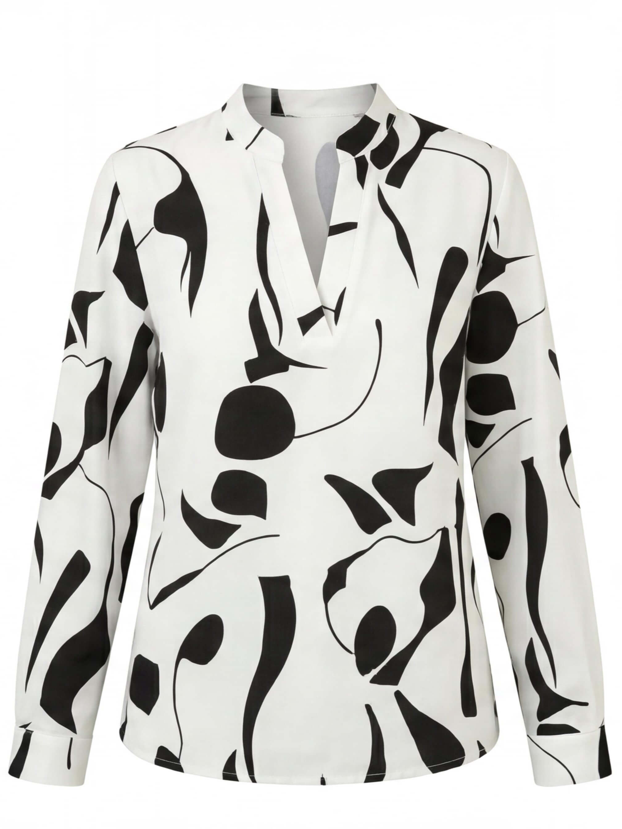 Women’s Elegant Abstract Blouse – Split Neck Design