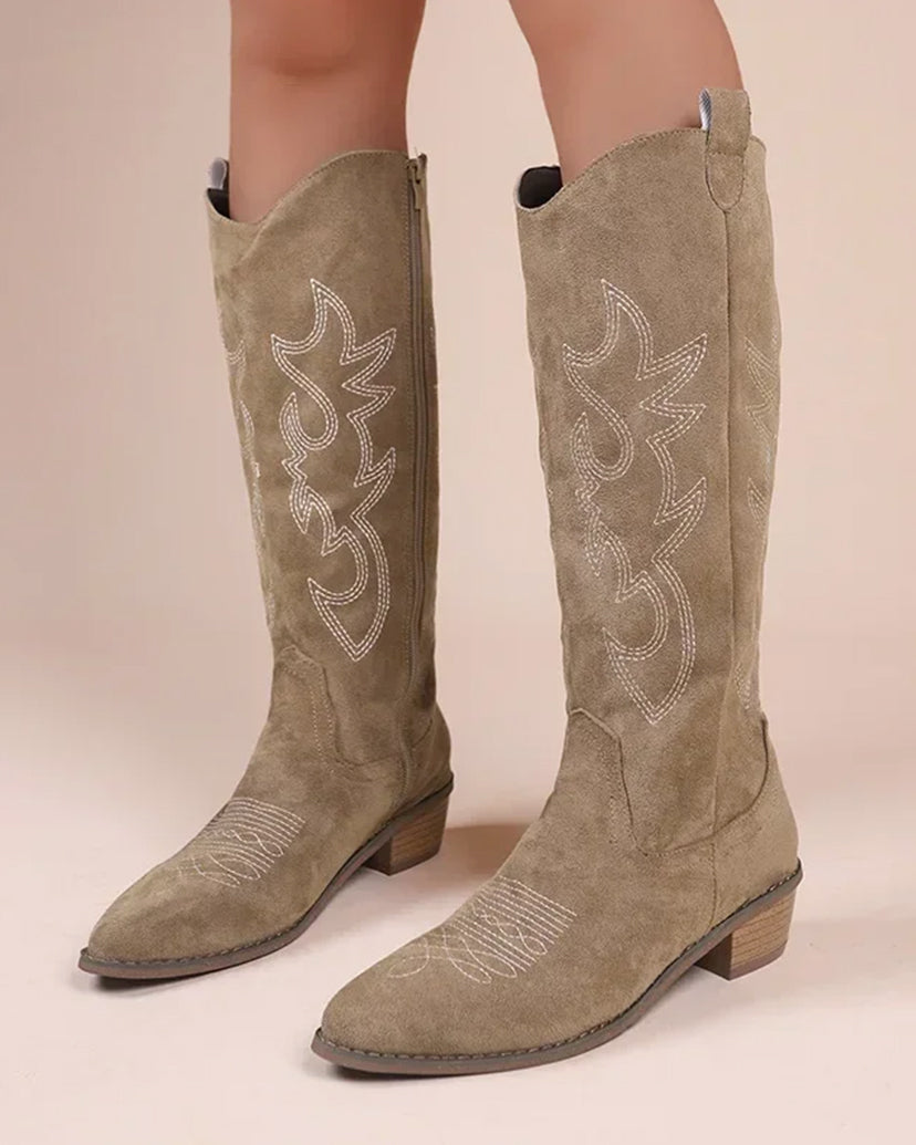 Ryder Embroidered Knee-High Boots