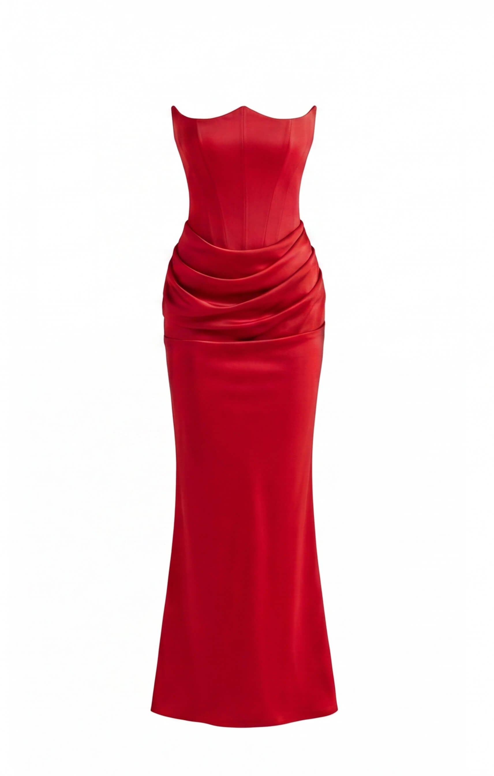 Women’s Dress – Strapless Corset Satin Maxi Dress
