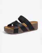 Women’s Platform Slide Sandals- Braided Strap