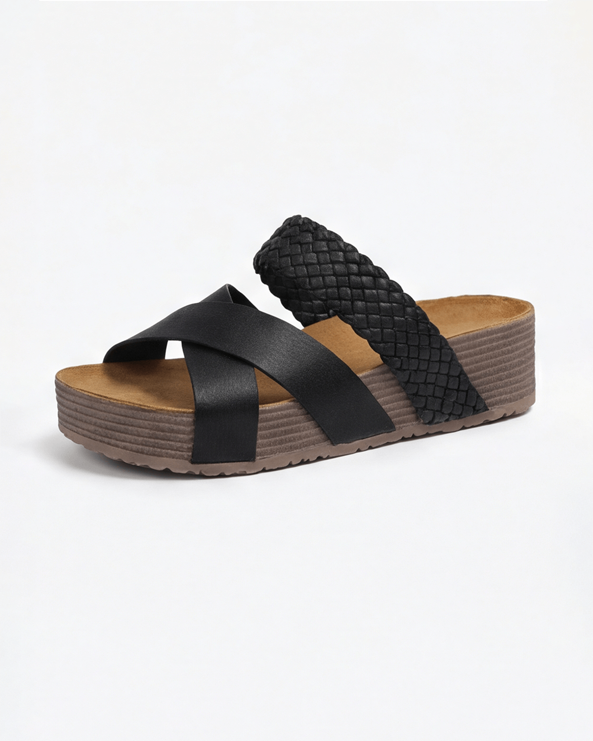 Women’s Platform Slide Sandals- Braided Strap