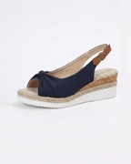 Women’s Platform Wedge Sandals- Knotted Slingback