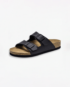 Women’s Slide Sandals- Double-Buckle