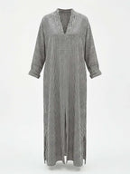 Women’s Dress – Striped Maxi Kaftan Dress