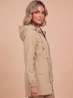 Women’s Hooded Longline Jacket with Drawstring Details