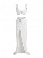 Women’s Ruched Cut-Out Bikini Skirt Set
