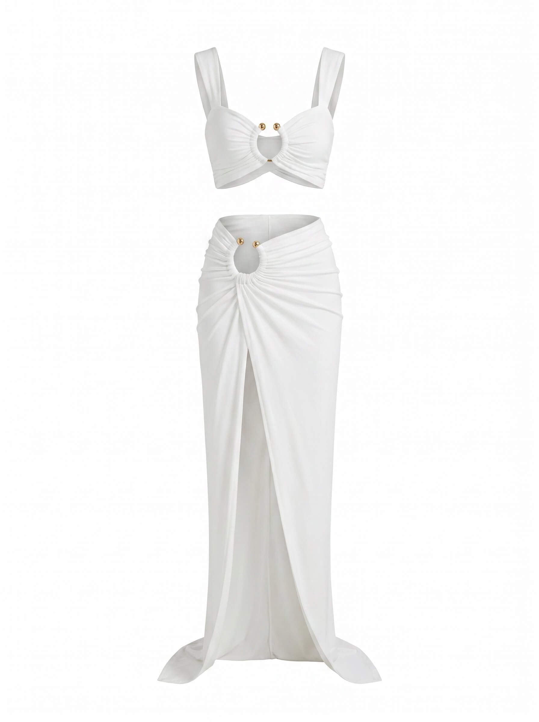 Women’s Ruched Cut-Out Bikini Skirt Set