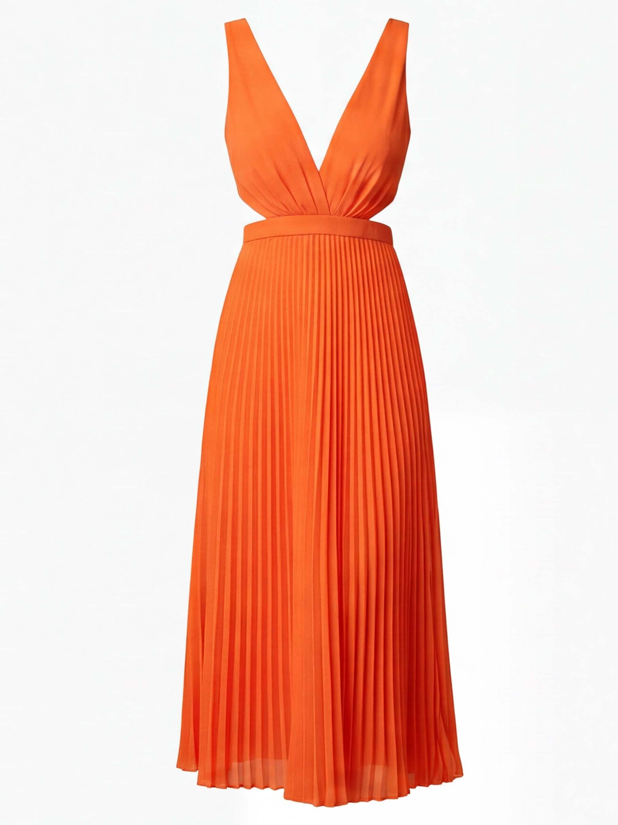 Women’s Dress – Pleated Backless Midi Dress