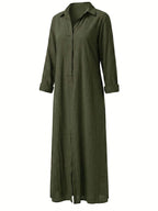 Women’s Collared Front Slit Maxi Shirt Dress