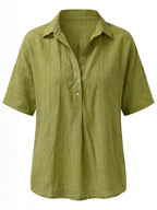 Women’s Collared Button Detail Short Sleeve Shirt