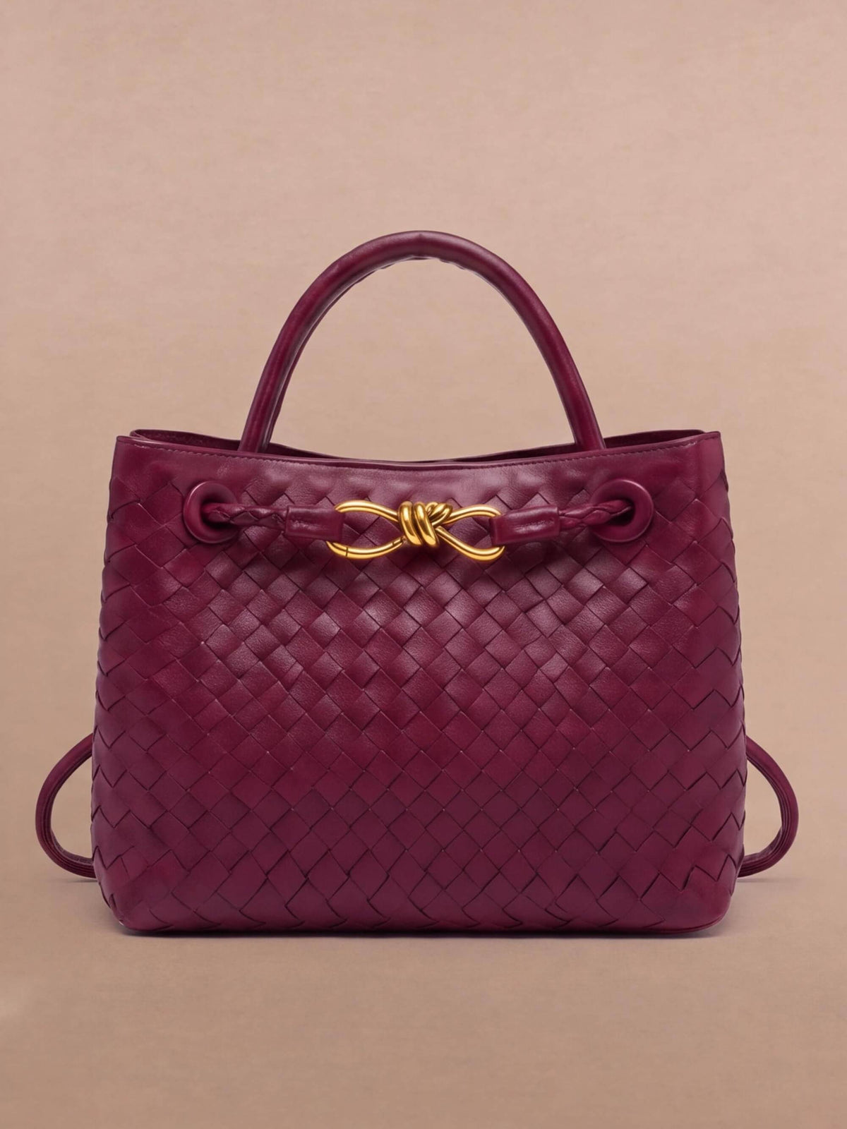 Women’s Woven Handbag with Braided Handle Detail