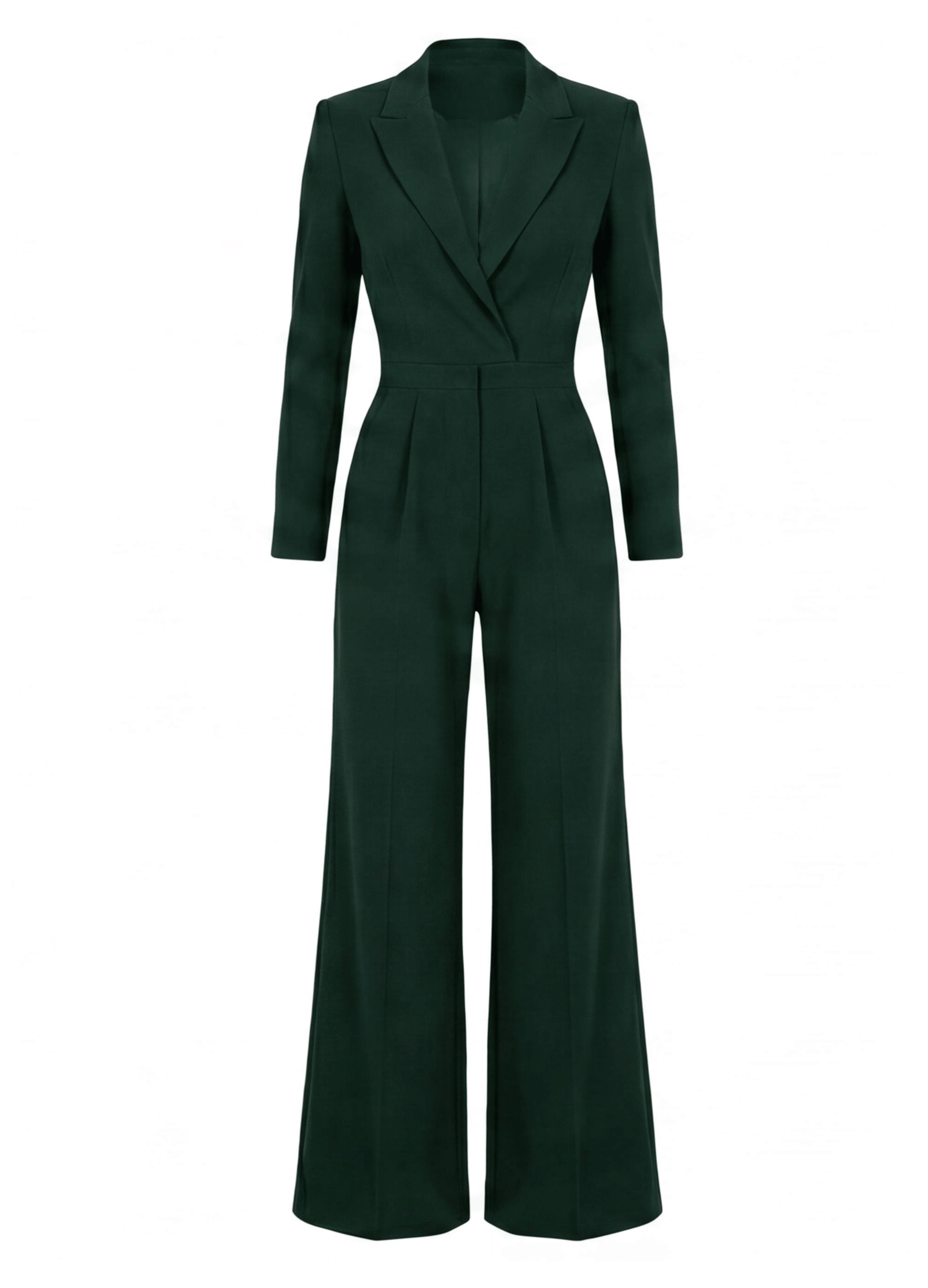Women’s Jumpsuit – Tailored Long-Sleeve Wide-Leg Jumpsuit