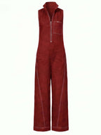 Women’s Sleeveless Zip Front Wide-Leg Jumpsuit