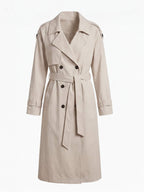 Women’s Long Trench Coat – Belted Waist & Water-Repellent Finish