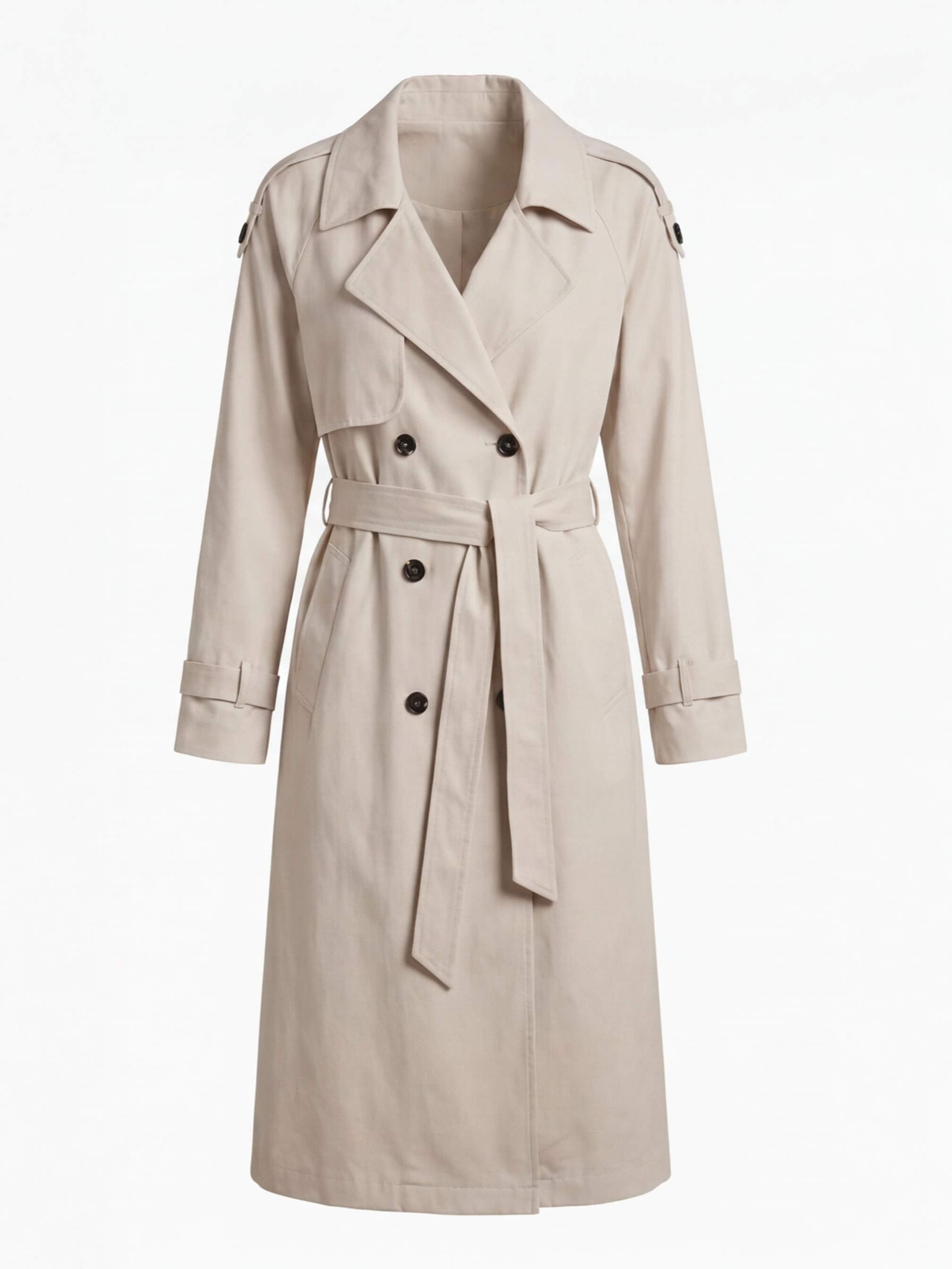 Women’s Long Trench Coat – Belted Waist & Water-Repellent Finish