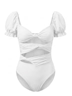 Women’s Puff Sleeve Cut-Out One-Piece Swimsuit