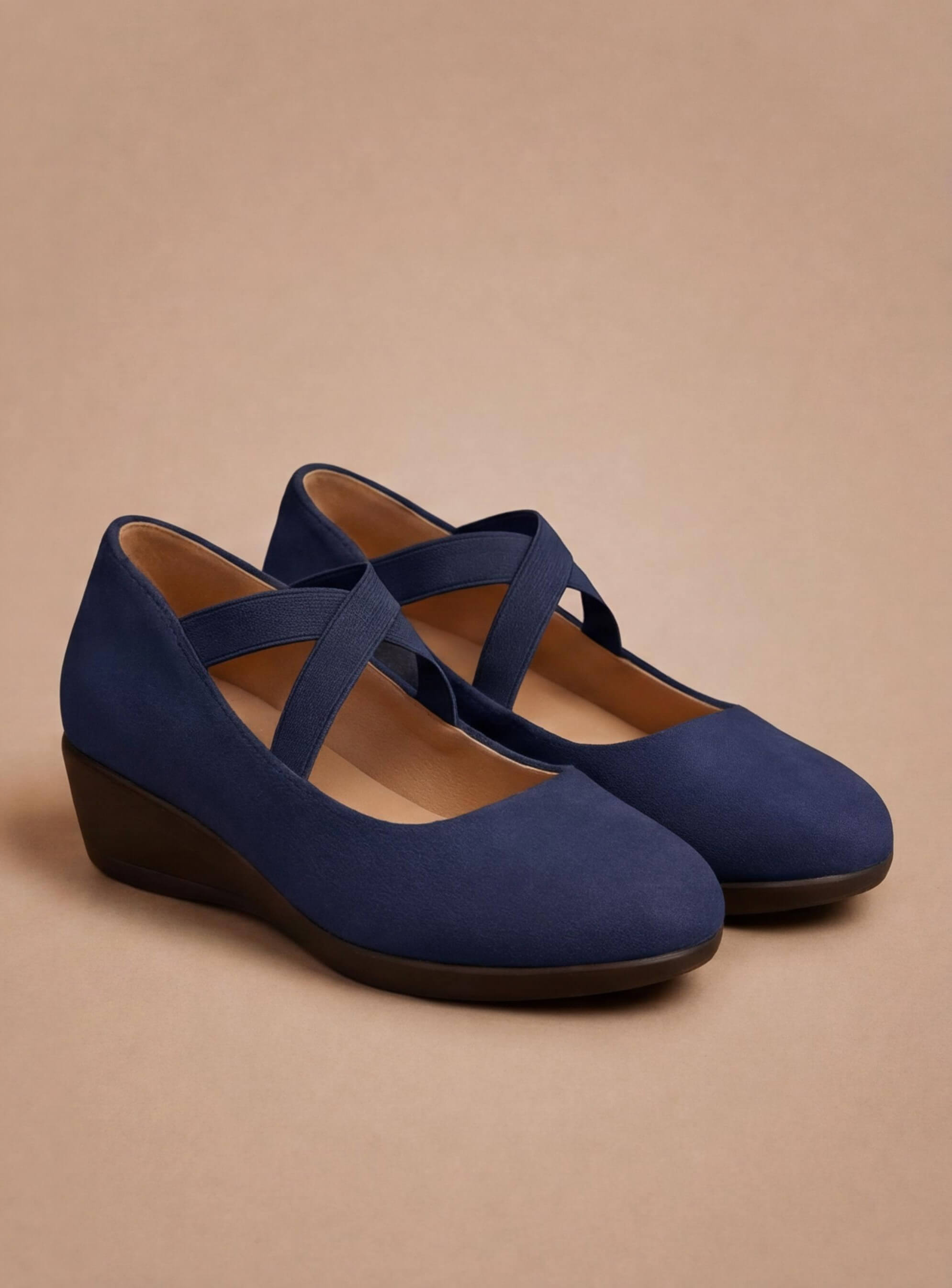 Women’s Shoes – Comfortable Wedge Heels with Cross-Strap Design