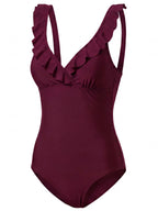 Women’s Ruffle V-Neck One-Piece Swimsuit