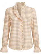 Women’s checked blouse with ruffled details
