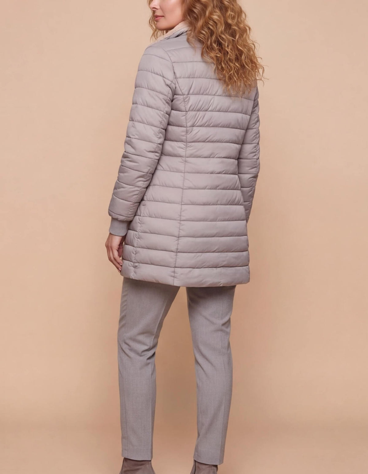 Women’s Quilted Puffer Jacket with Hooded Trim