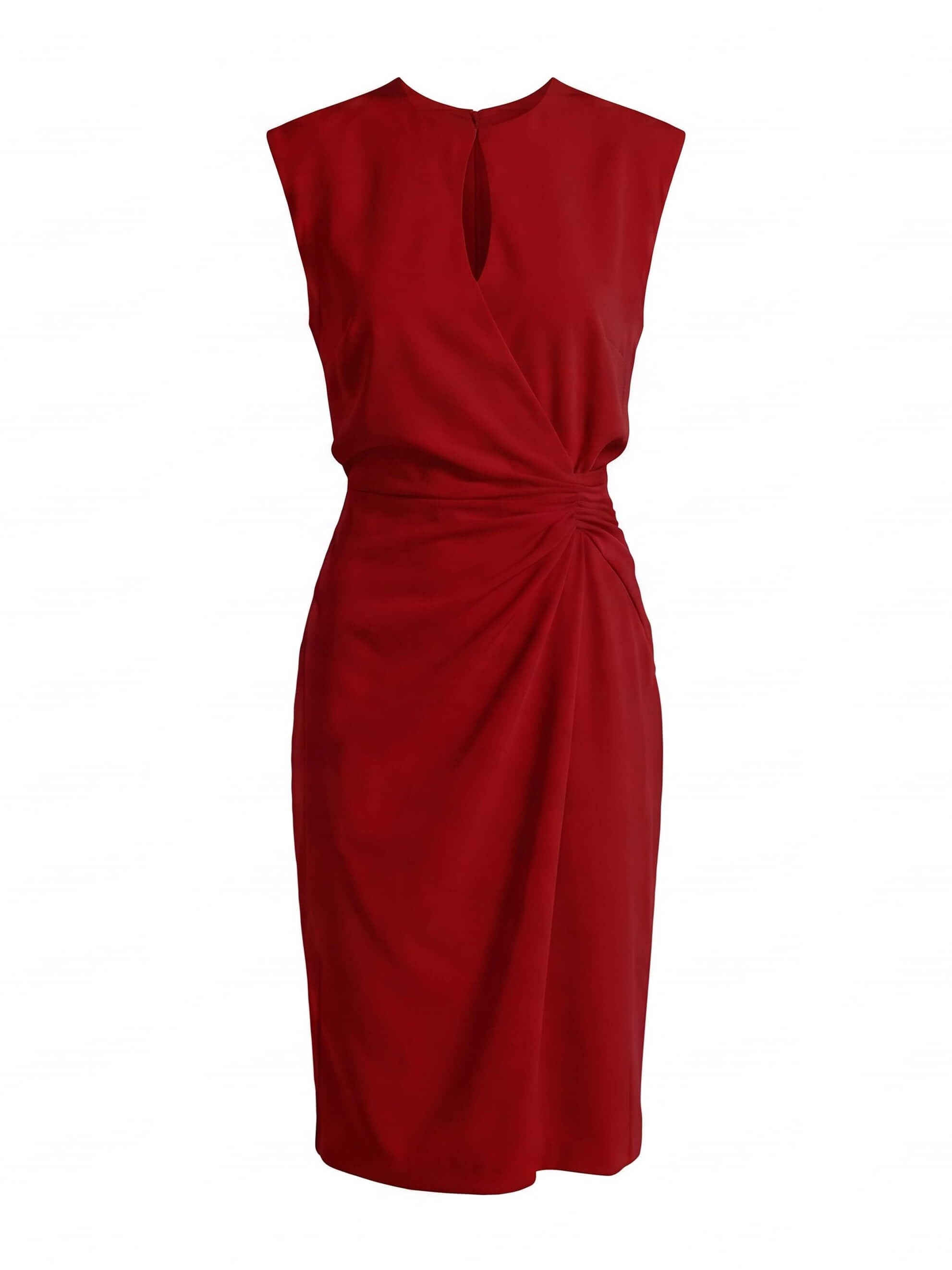 Women’s Sleeveless Keyhole Ruched Midi Dress