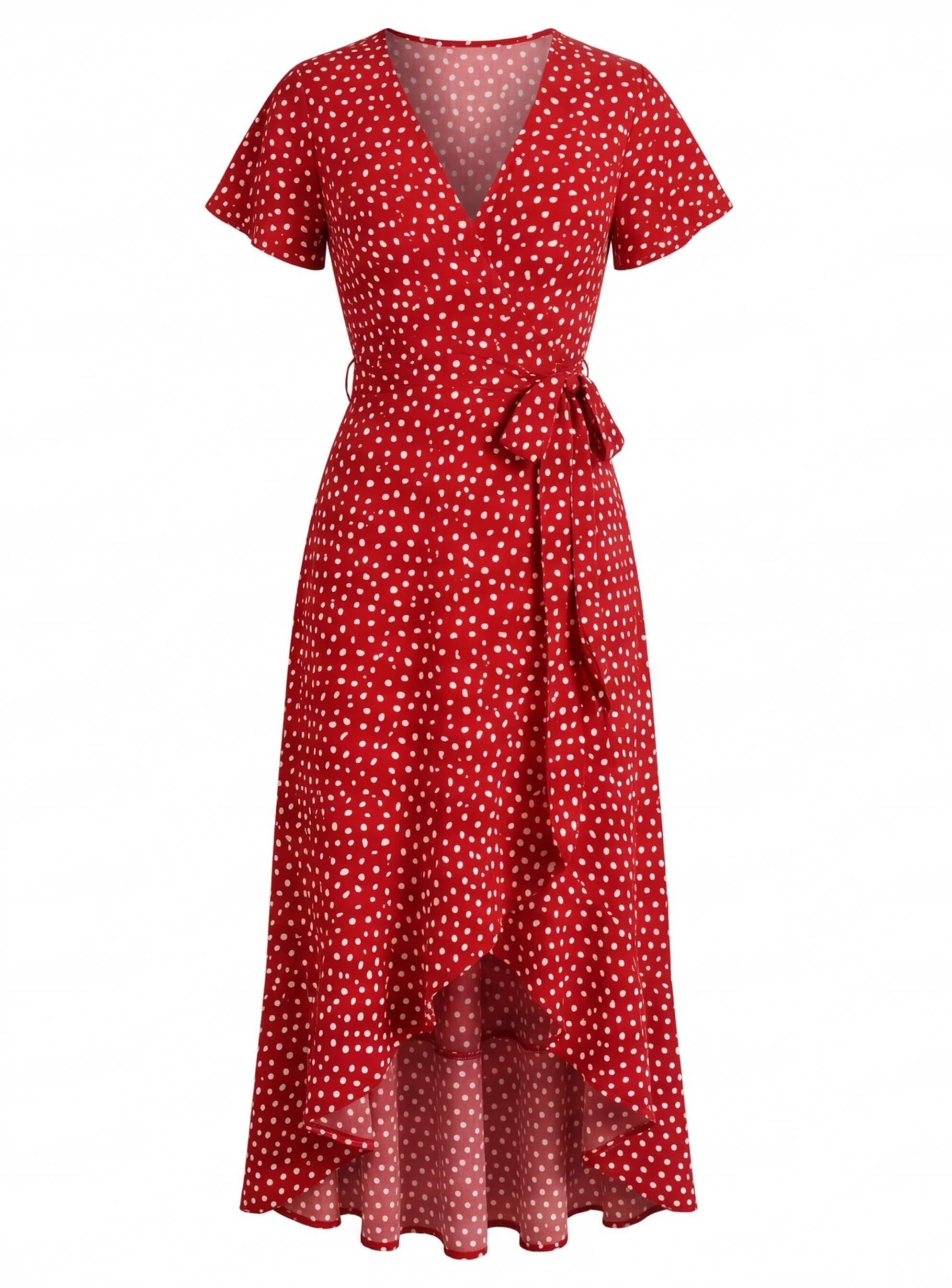 Women’s Dress – Wrap V-Neck Asymmetrical Summer Dress