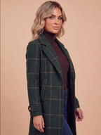 Women’s Plaid Longline Button-Up Coat