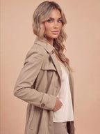 Women’s Double-Breasted Trench Coat with Wide Lapels