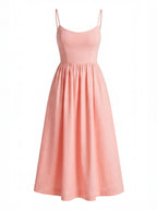 Women’s Dress – Flowing Midi Dress with Thin Straps