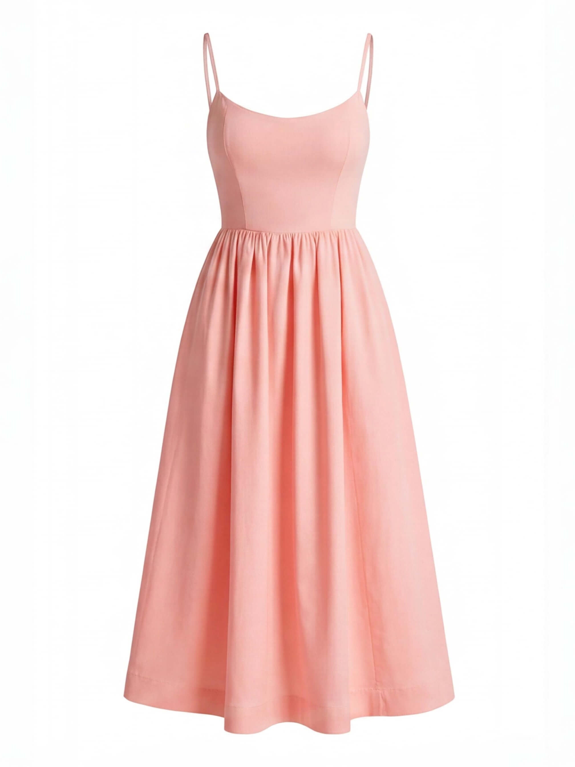 Women’s Dress – Flowing Midi Dress with Thin Straps