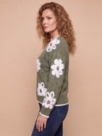 Women’s Floral V-Neck Knit Sweater