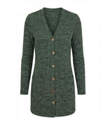 Women’s Elegant Knit Cardigan – Textured V-Neck & Light Stretch Comfort