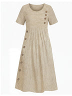 Women’s Striped Midi Dress with Button Detail