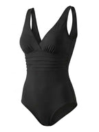Women’s Ruched V-Neck One-Piece Swimsuit