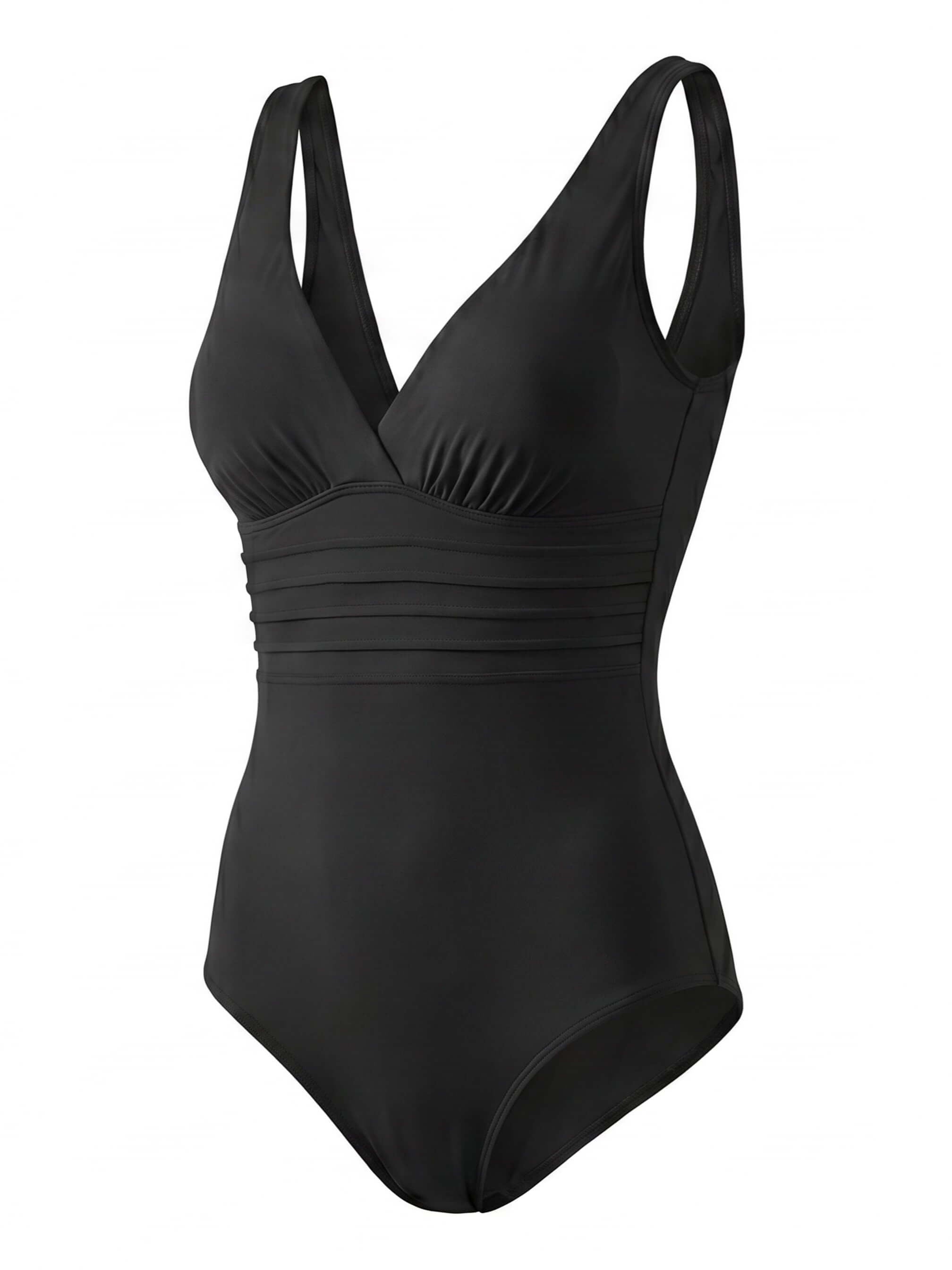 Women’s Ruched V-Neck One-Piece Swimsuit