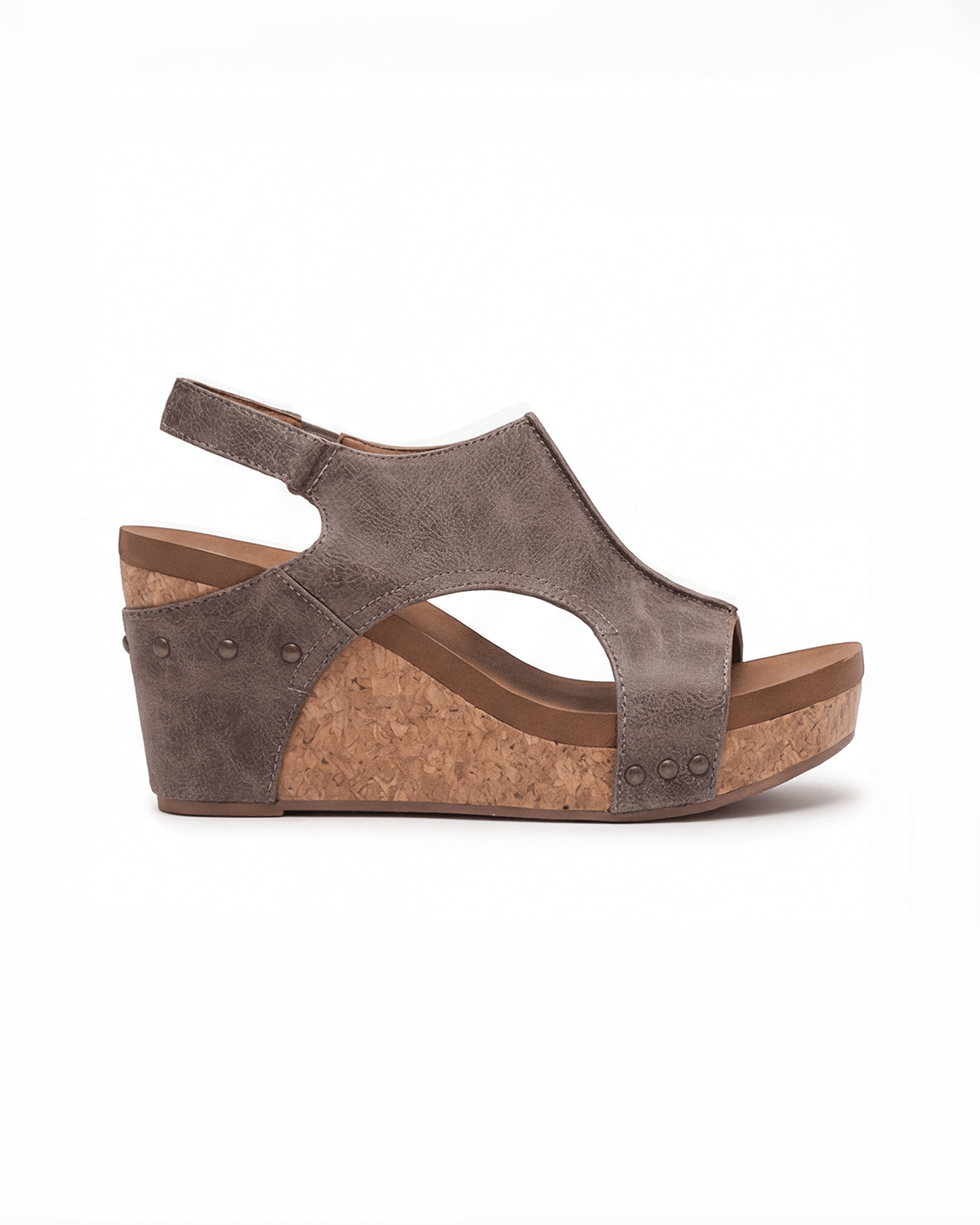 Women’s Wedge Sandals with Slingback Strap- Cork- Look