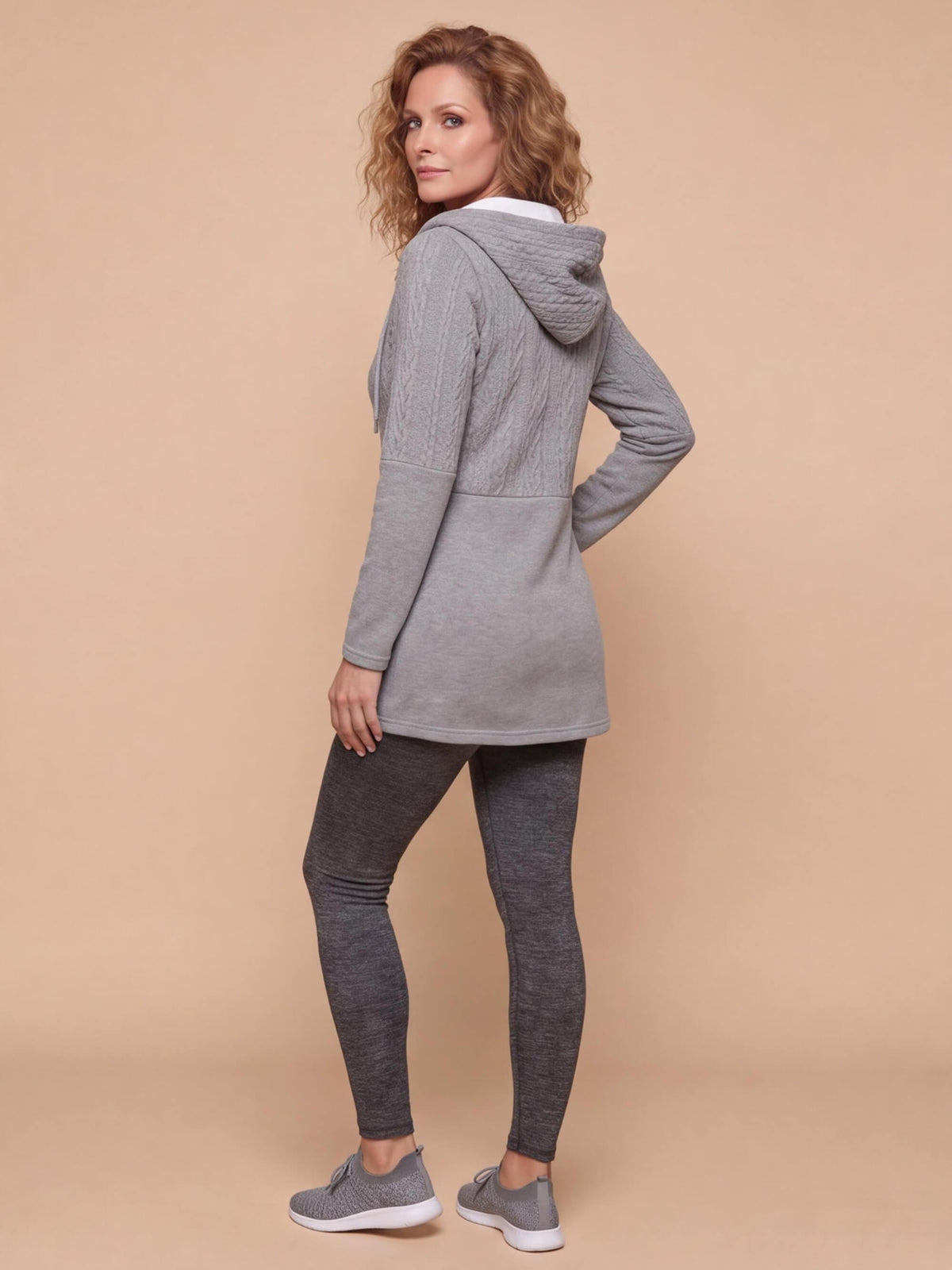 Women’s Textured Hooded Zip-Up Jacket