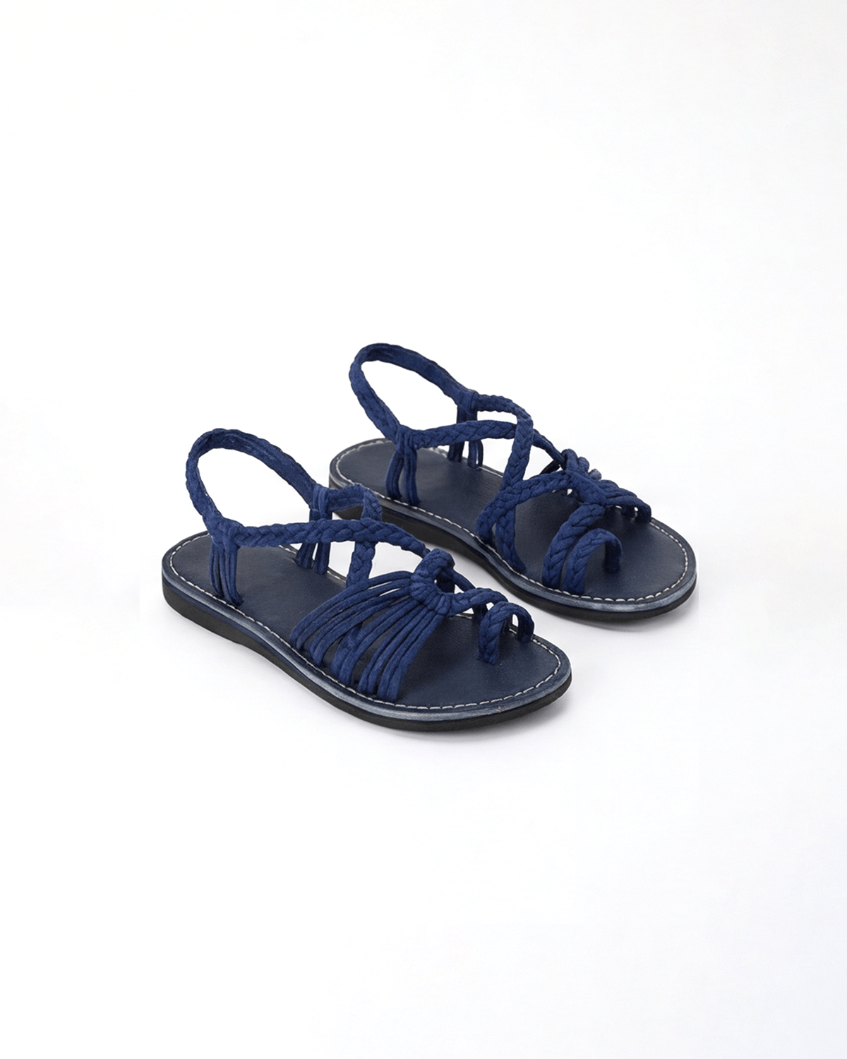 Women’s Flat Sandals- Braided Lace-Up