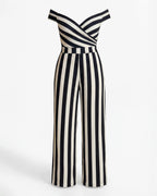 Women’s Jumpsuit – Off-Shoulder Wide-Leg Embroidered Evening Jumpsuit
