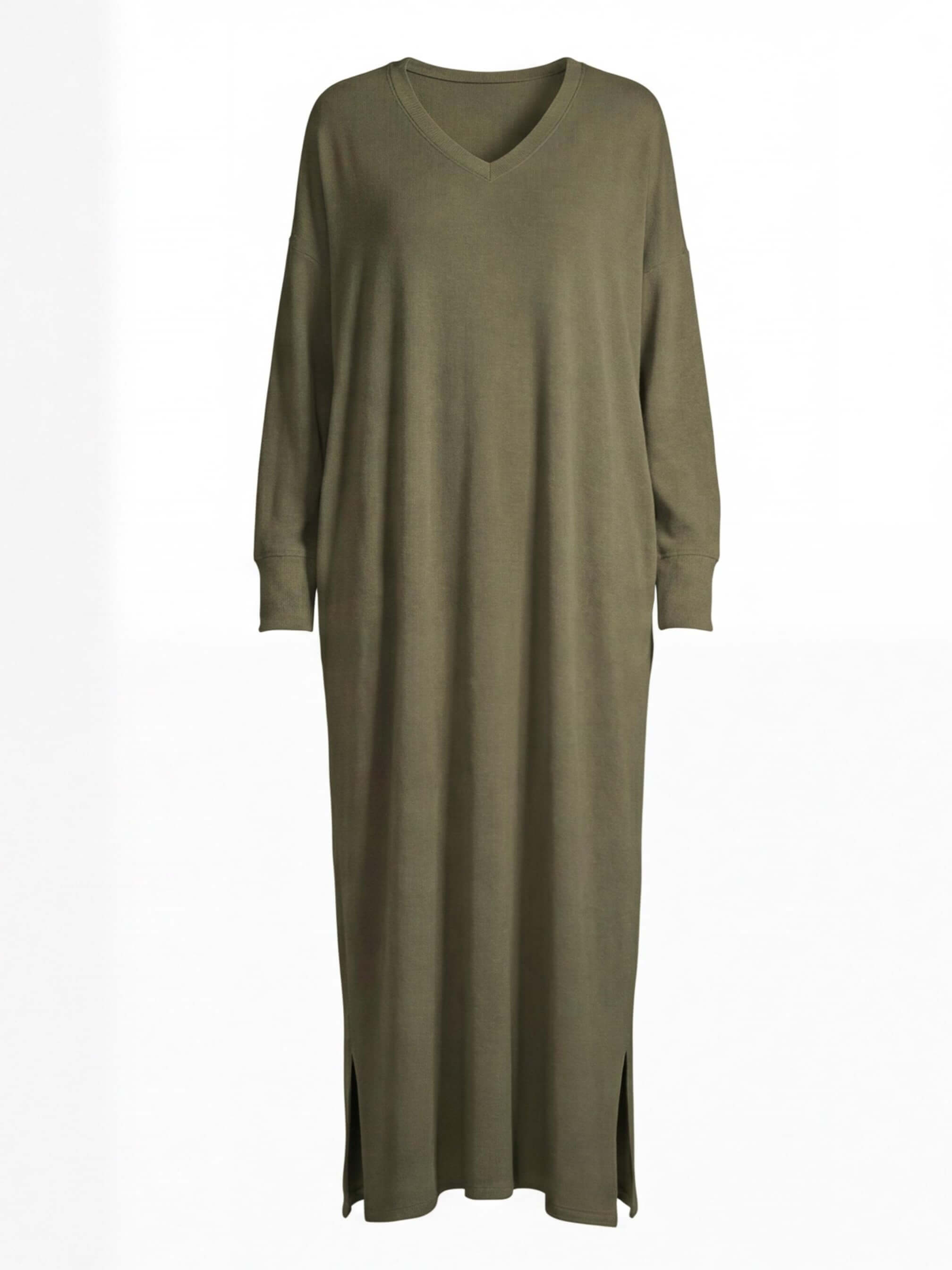 Women’s Minimalist Maxi Dress – Relaxed Fit with V-Neck
