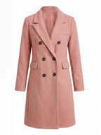 Women’s Double-Breasted Mid-Length Coat – Tailored Lapel & Waist-Defining Fit