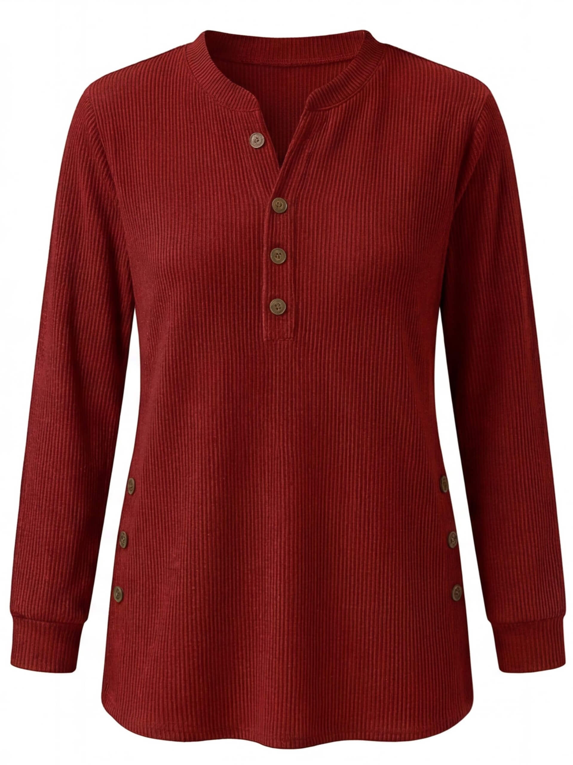 Women’s Ribbed Button Detail Long Sleeve Top