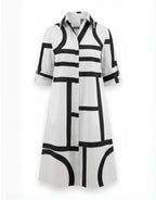 Women’s Dress – Geometric Print Shirt Dress