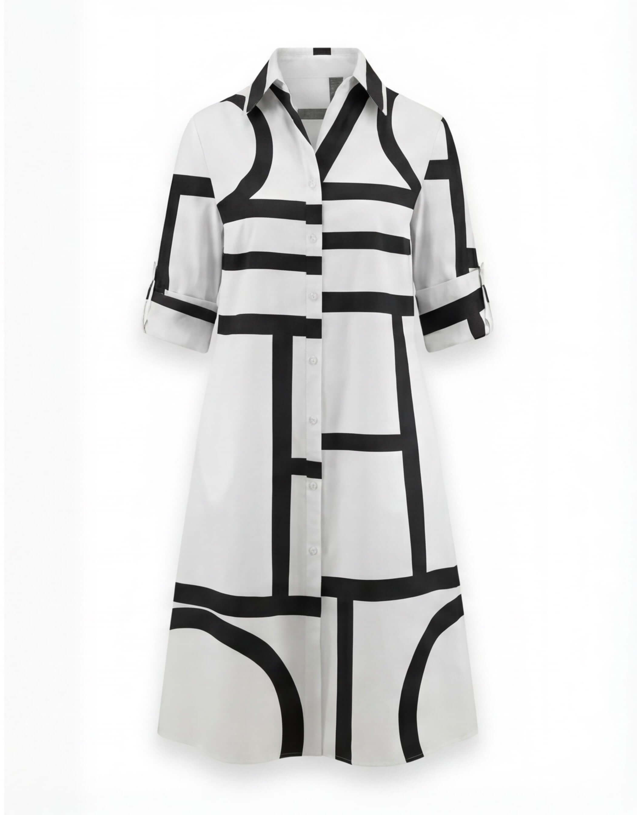 Women’s Dress – Geometric Print Shirt Dress