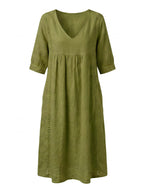 Women’s V-Neck Pocket Midi Dress