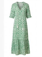 Women’s Dress – Boho Maxi Dress with Tassel Detail