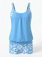 Women’s Floral Tankini Boyshort Bikini Set
