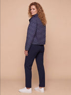 Women’s Polka Dot Drawstring Jacket with High Collar