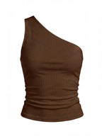 Women’s Asymmetric One-Shoulder Tank Top – Minimalist Stretch Design