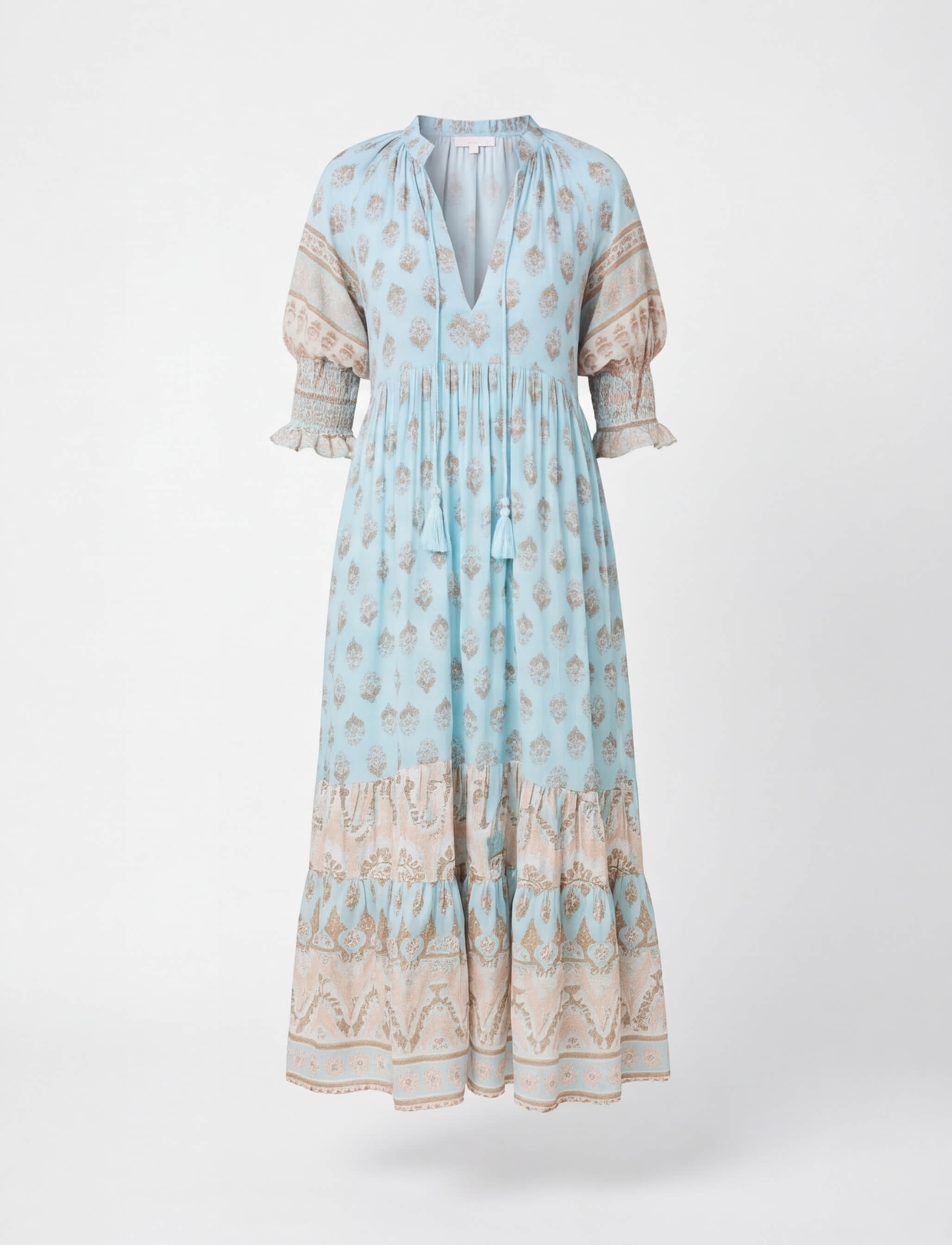 Women’s Dress – Boho Maxi Dress with Tassel Detail